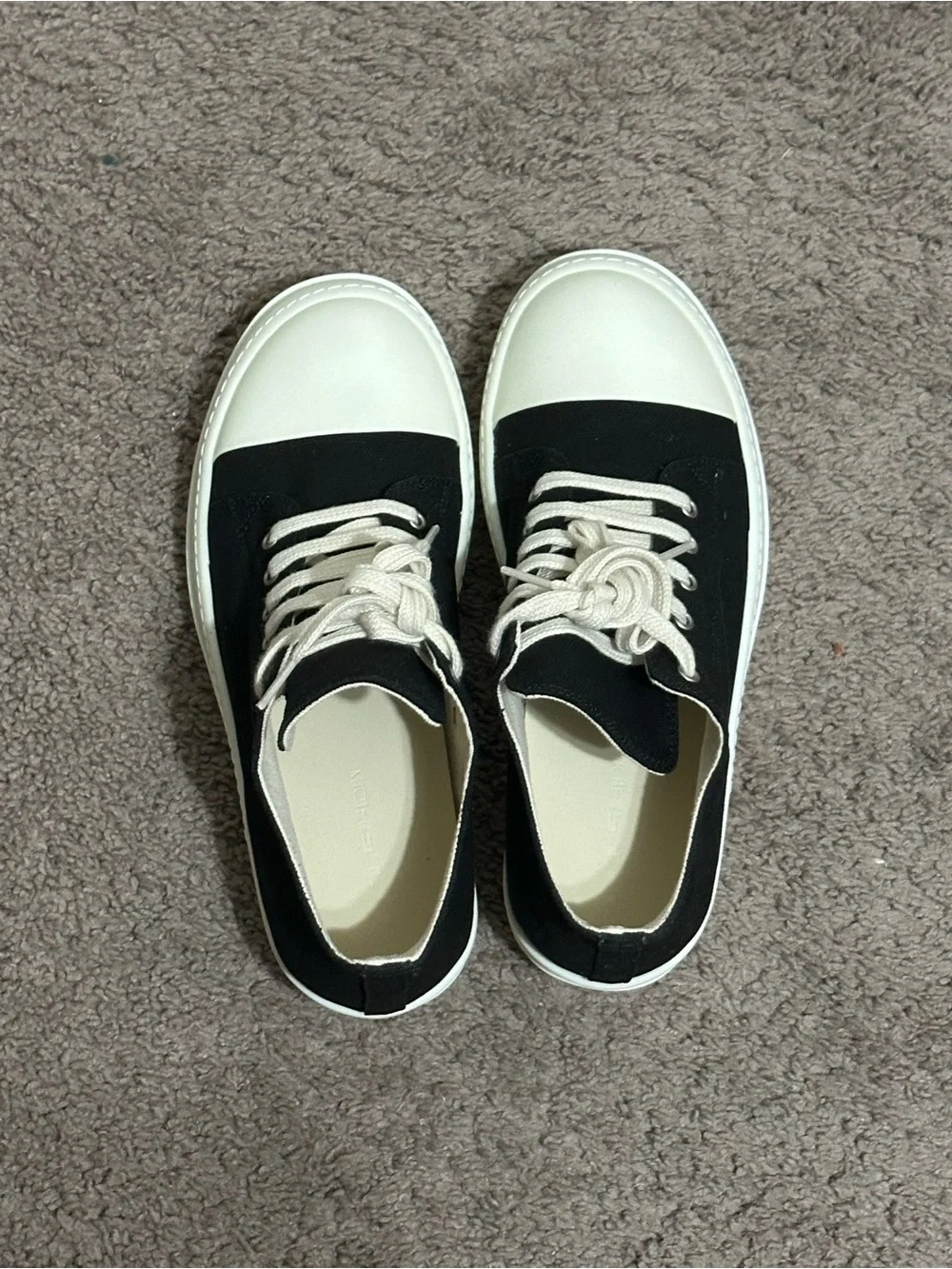 Men's Black Canvas Platform Sneakers with Cream Laces